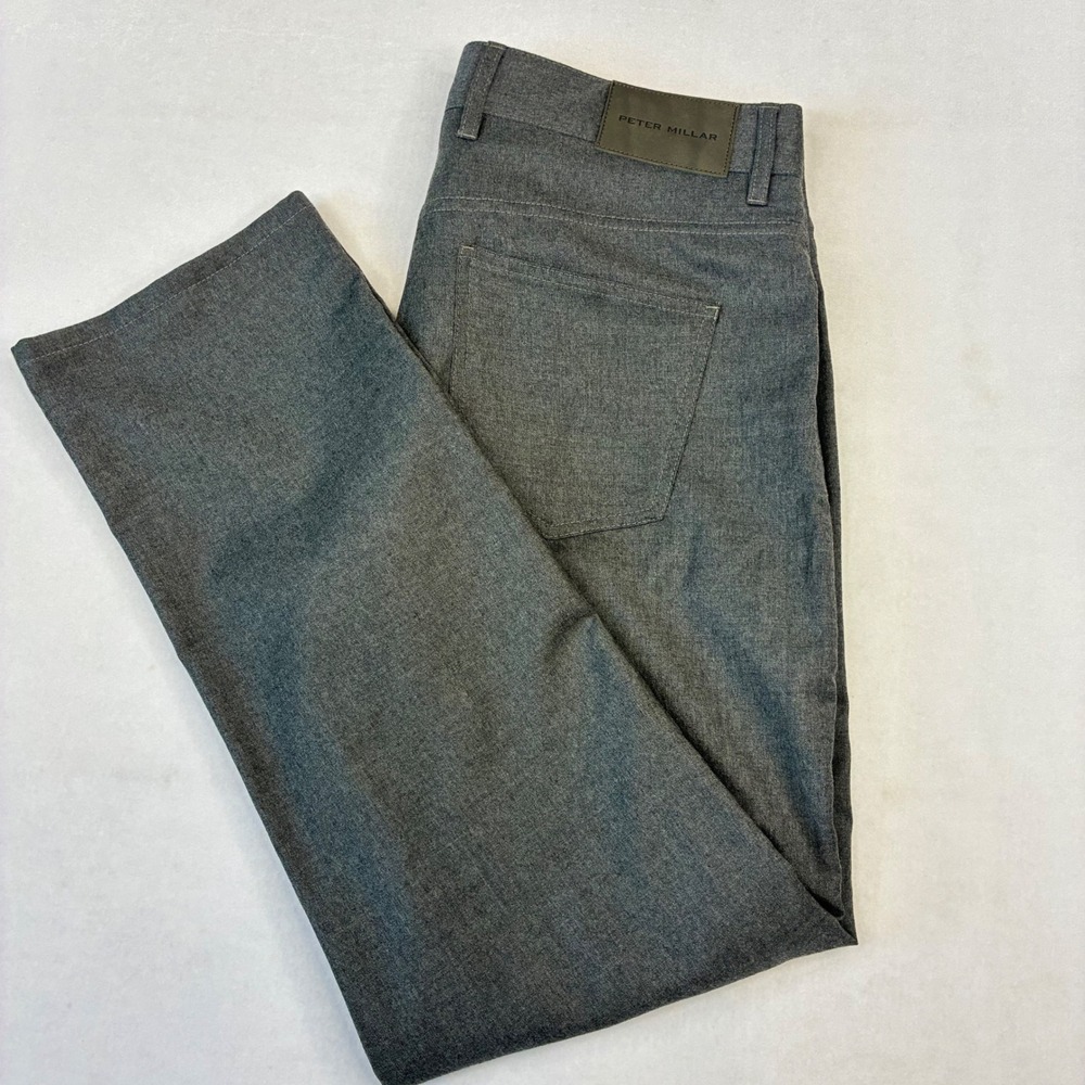 Peter Millar Collection Pants Mens 34x31 Grey Wool Blend 5-Pocket Trousers